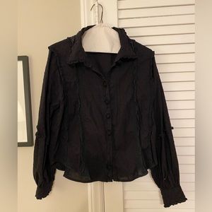 Farm Rio Black Long Sleeve Button Up